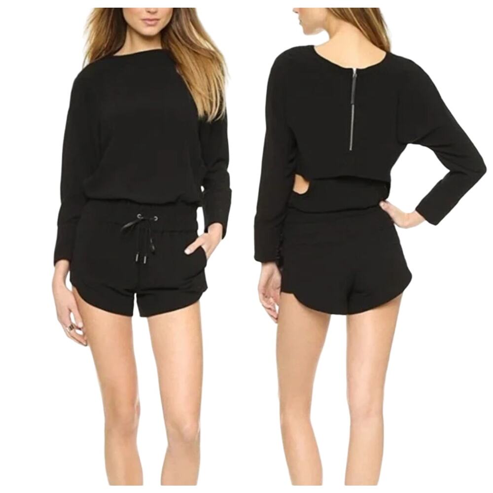 Helmut Lang Axio Crepe Playsuit Romper Shortall Black & White Size Small Petite‎